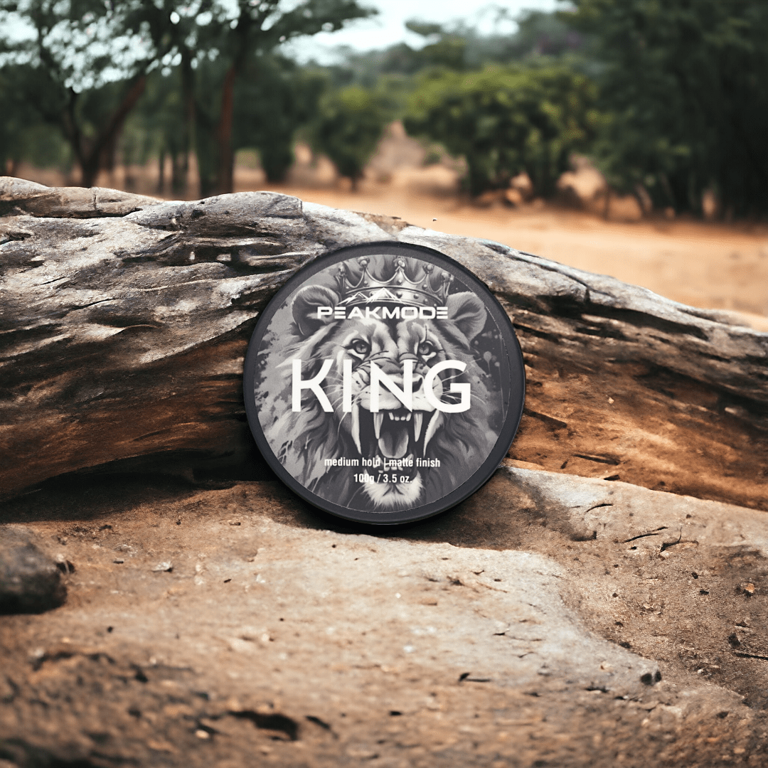 PEAKMODE King matte hair clay for men with medium hold and matte finish in black round container